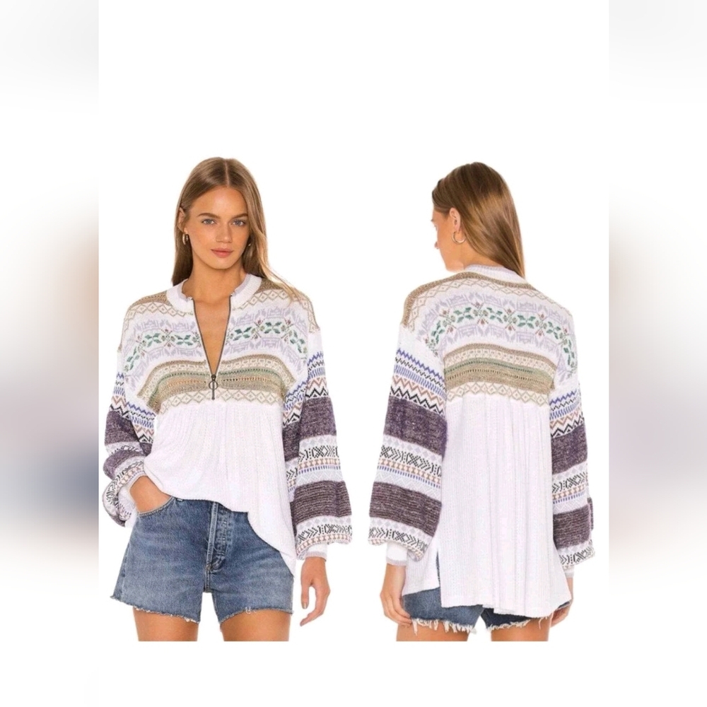 Free People Cozy Cottage Faire Isle Metallic Fairy